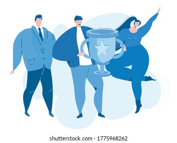 Teamwork, goal achievement, success work. Vector illustration for web banner, infographics, mobile. 