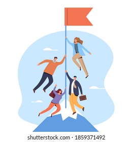 Teamwork goal target management office business concept. Vector flat graphic design illustration