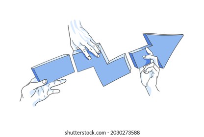 Teamwork, goal-focused, increase motivation, way to achieve the goal, support and teamwork, help in overcoming obstacles, vector illustration