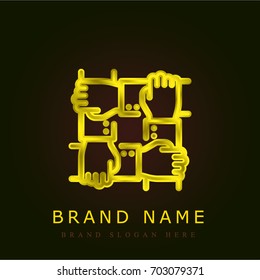Teamwork golden metallic logo