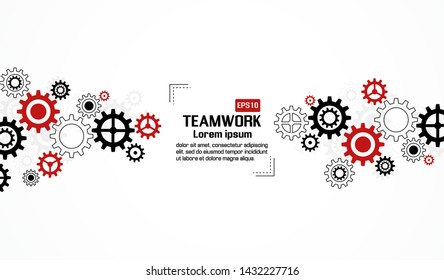 Teamwork graphic design. Gears wheels over white background. Creative concept. Vector illustration