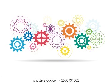 Teamwork graphic design. Gears wheels over white background. Creative concept. Vector illustration