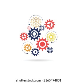Teamwork graphic design. Gears wheels over white background. Creative concept. Vector illustration