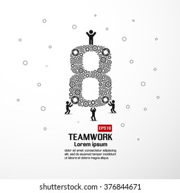 Teamwork graphic gear vector design