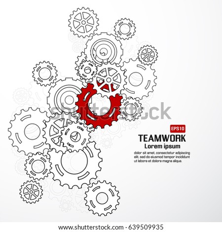 Teamwork graphic vector design. Gear background. Vector illustration
