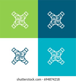 Teamwork green and blue material color minimal icon or logo design