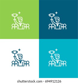 Teamwork green and blue material color minimal icon or logo design