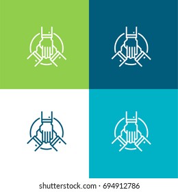 Teamwork green and blue material color minimal icon or logo design