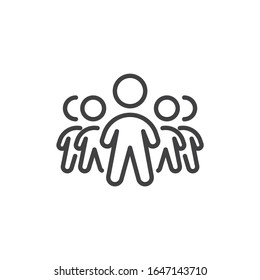 Teamwork group leader line icon. Staff group linear style sign for mobile concept and web design. Crowd of people outline vector icon. Symbol, logo illustration. Vector graphics