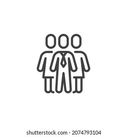 Teamwork group line icon. linear style sign for mobile concept and web design. Business people outline vector icon. Symbol, logo illustration. Vector graphics