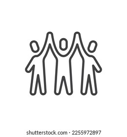 Teamwork group line icon. linear style sign for mobile concept and web design. Team spirit outline vector icon. Symbol, logo illustration. Vector graphics