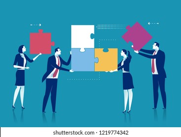 Teamwork. A group of office persons are working on a project. Business vector concept illustration