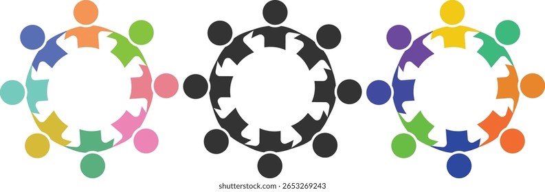 Teamwork group Menschen sind im Kreis vereint Vektordesign 