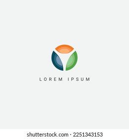 Teamwork Group of Three People logo design elegant trendy awesome artistic black and Red color initial based Monogram icon