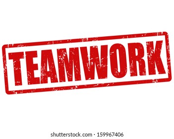 Teamwork grunge rubber stamp on white, vector illustration