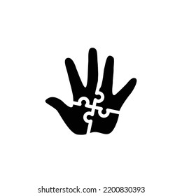 teamwork hand with puzzle logo design