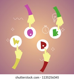 teamwork, teamwork, hand-drawn illustration concept