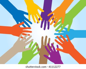 Colorful Hands Over White Background Vector Stock Vector (royalty Free 