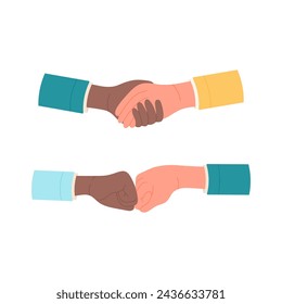 Teamwork hands gestures. Effective successful teamwork, team partnership cartoon vector illustration