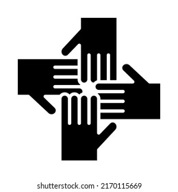 El trabajo en equipo tiene el estilo de icono de glifo. Vector. Aislar sobre fondo blanco.