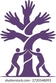 Teamwork Hands Holding Tree Together Silhouette Concept