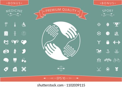 Teamwork Hands. Human connection Logo