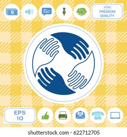 Teamwork Hands. Human connection Logo