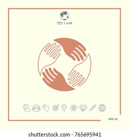 Teamwork Hands. Human connection Logo