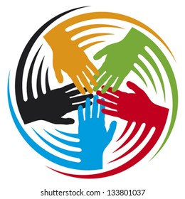 teamwork hands icon (people connected symbol)