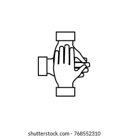 Teamwork hands icon. Team work element. Premium quality graphic design. Signs, outline symbols collection, simple thin line icon for websites, web design, mobile app icon on white background
