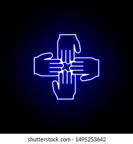 Teamwork hands line neon icon. Elements of Business illustration line icon. Signs and symbols can be used for web, logo, mobile app, UI, UX