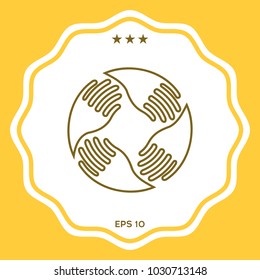 Teamwork Hands Logo. Human connection. Line icon