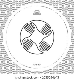 Teamwork Hands Logo. Human connection. Line icon
