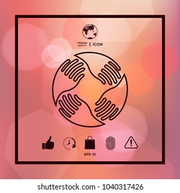 Teamwork Hands Logo. Human connection. Line icon