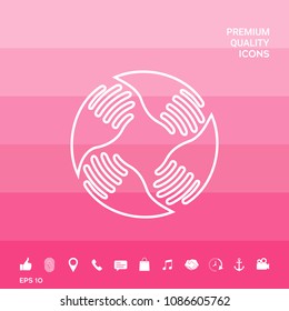 Teamwork Hands Logo. Human connection. Line icon