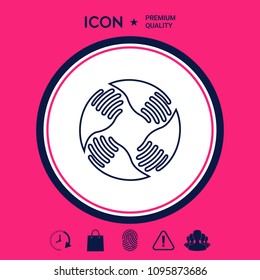Teamwork Hands Logo. Human connection. Line icon