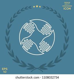 Teamwork Hands Logo. Human connection. Line icon