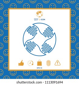 Teamwork Hands Logo. Human connection. Line icon