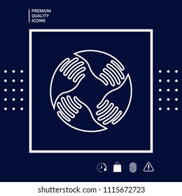 Teamwork Hands Logo. Human connection. Line icon