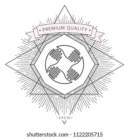 Teamwork Hands Logo. Human connection. Line icon