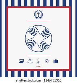 Teamwork Hands Logo. Human connection. Line icon