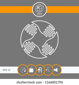 Teamwork Hands Logo. Human connection. Line icon