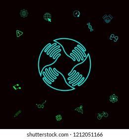 Teamwork Hands Logo. Human connection. Line icon