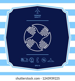Teamwork Hands Logo. Human connection. Line icon