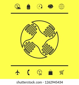 Teamwork Hands Logo. Human connection. Line icon