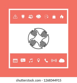 Teamwork Hands Logo. Human connection. Line icon