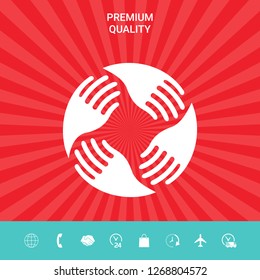 Teamwork Hands Logo. Human connection. Graphic elements for your design