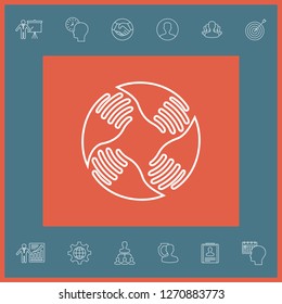 Teamwork Hands Logo. Human connection. Line icon