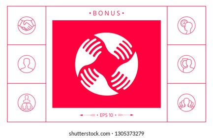 Teamwork Hands Logo. Human connection. Graphic elements for your design