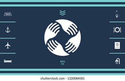 Teamwork Hands Logo. Human connection. Graphic elements for your design